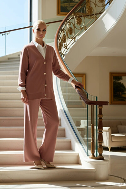 BENERLY Set de două piese pentru femei, cu mâneci scurte, decolteu în V, tric...