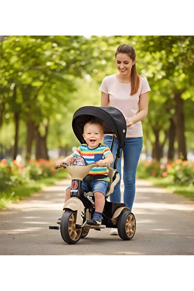 TOHA Müzikli Üç Tekerlekli Bisiklet | Ebeveyn Kontrollü-Gölgelikli ve Emniyet Kemerli Çocuk Bisikleti