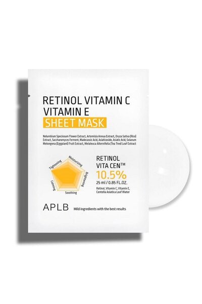 APLB Retinol Vitamin C Vitamin E Sheet Mask (Sheet Mask for Firmness)