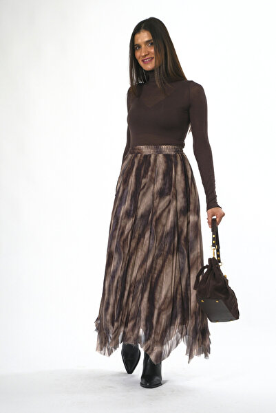 ABBRA Γυναικεία φούστα ασύμμετρης κοπής από σιφόν με ελαστική μέση