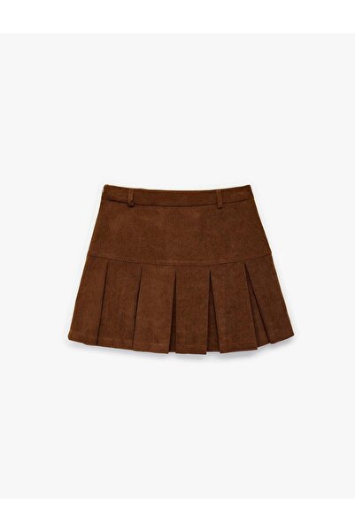 Koton Thick Pleated Mini Skirt with Metal Accessories and Pocket Detail (Aw 25)