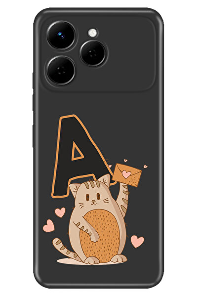 TECNO Spark 40 4g RetroTarz Kılıf Retro Art Desenli Esnek Silikon Kedili A Harfi