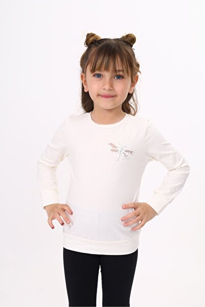 Toontoy Girl's Printed Crew Neck Long Sleeve T-Shirt