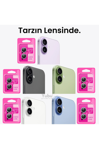 yubu iPhone 17 Compatible Diamond Stone Camera Lens Protector