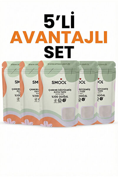 SMOOL Çankırı Kaya Tuzu Öğütülmüş 5 x 1000 gr - Yüksek Mineralli - Katkı Maddesi İçermez 5 KG