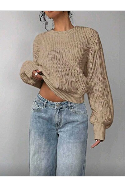 BY CAESAR سترة نسائية محبوكة ناعمة برقبة دائرية