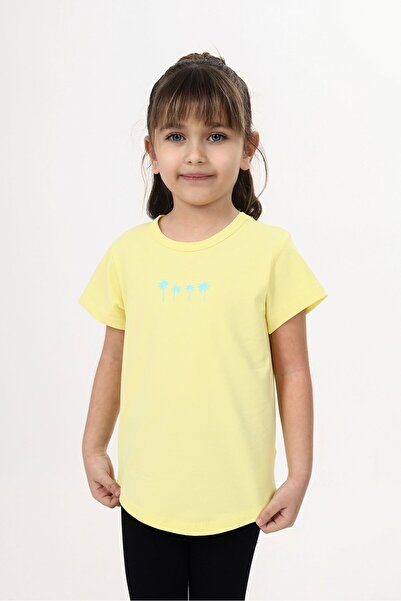 Toontoy Girl's Printed Crew Neck Short Sleeve T-Shirt