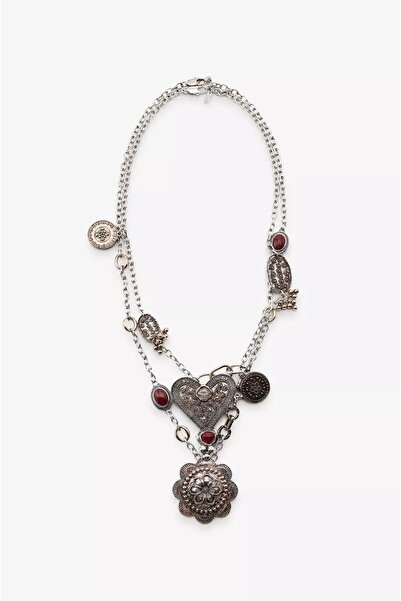 Alice İsstanbul Marka Mix İşlemeli Kalp Charm Kolye