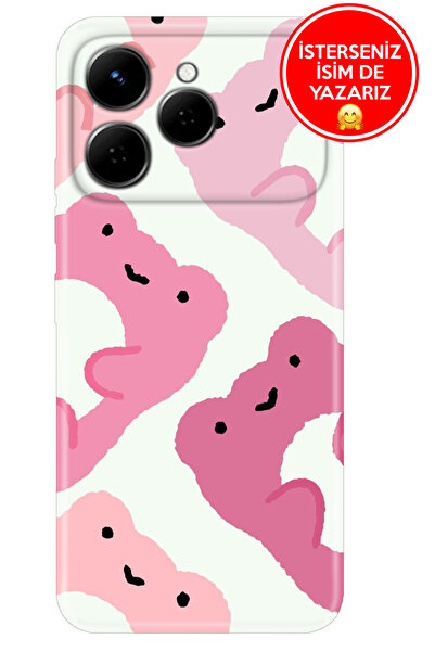 TECNO Spark 40 4G Kılıf Desenli Tematik Rubber Silikon Pink Frogs