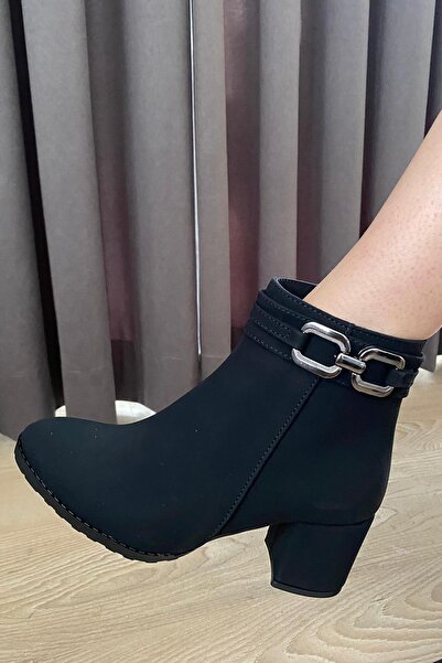 asmi shoes Γυναικείες μπότες Hana Black Emerald Platinum (6 cm) με τακούνι οβ...