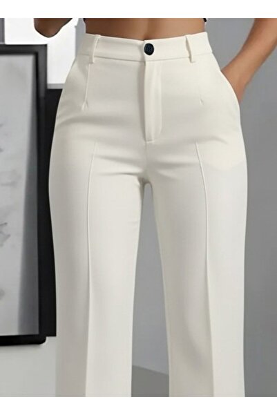 Kokosh moda Women's High Waist Imported Crepe Trousers with Pockets