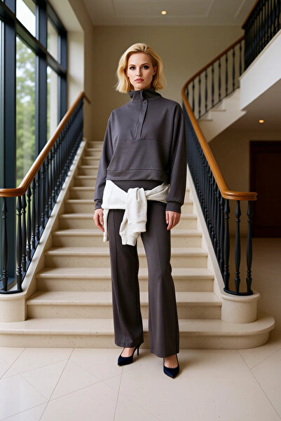 BENERLY Women's Bottom Top Regular Cut Mock Neck Long Sleeve Half Zipper Top ...