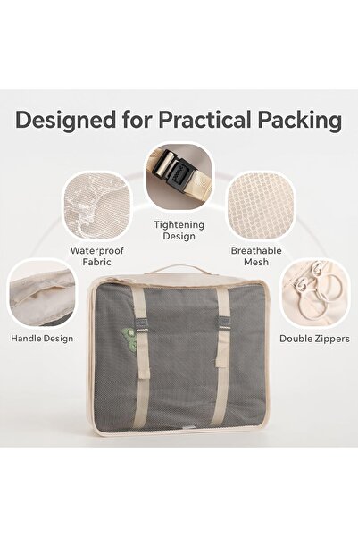 Baytion 9-Piece Travel Packing Cubes Set - Lightweight Suitcase Organizer, Beige