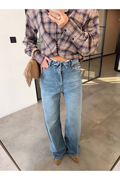 BB Bensu Buyruk Oversize Jeans with Folding Detail at the Waist