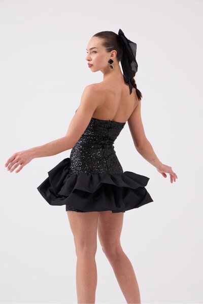 HOLLY LOLLY Μίνι φόρεμα Frencesca με παγιέτες μαύρο