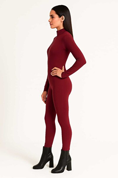 Maison La Femme Μπορντό χρυσό φόρμα με φερμουάρ που ταιριάζει στο σώμα