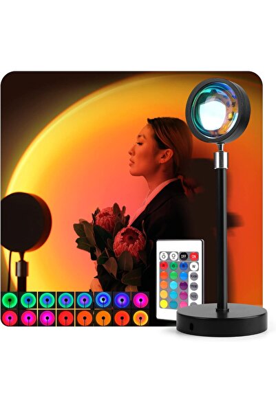 Baytion مصباح غروب الشمس القابل للدوران 360 درجة، RGB 16 لونًا و4 أوضاع تحكم ...