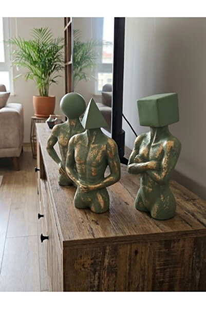 Leerybee 29 Cm Üçlü Geometrik Soyut Polyester Heykel Seti