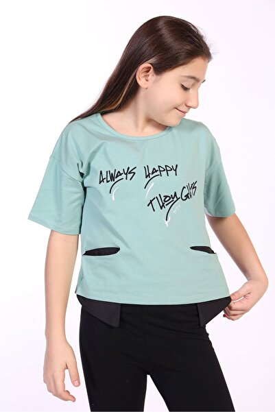 Toontoy Tricou asimetric cu mânecă scurtă și decolteu tip bicicletă, imprimat...