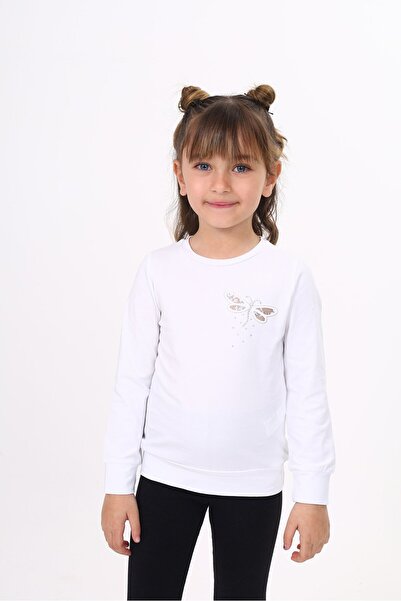 Toontoy Girl's Printed Crew Neck Long Sleeve T-Shirt