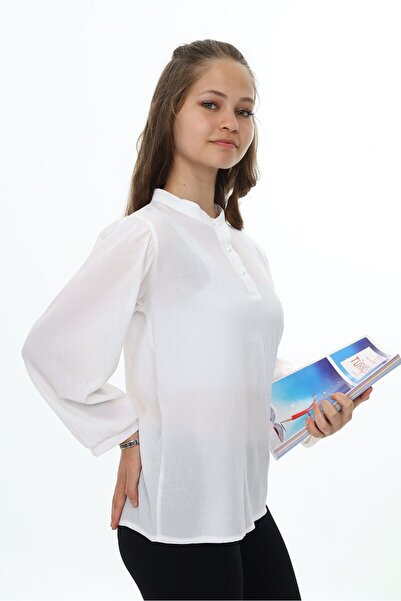 Toontoy Κοριτσίστικη μπλούζα με κουμπιά και γιακά - Διαφανής εμφάνιση