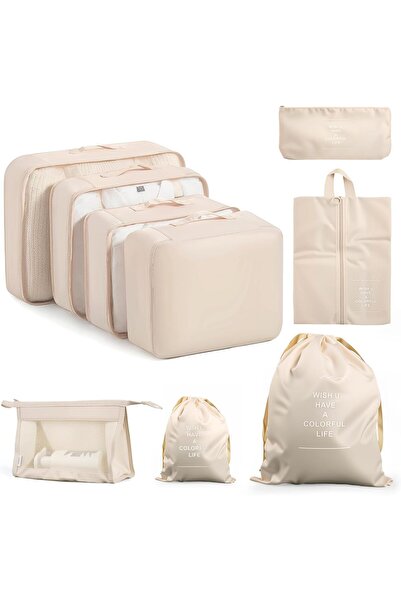 Baytion 9-Piece Travel Packing Cubes Set - Lightweight Suitcase Organizer, Beige