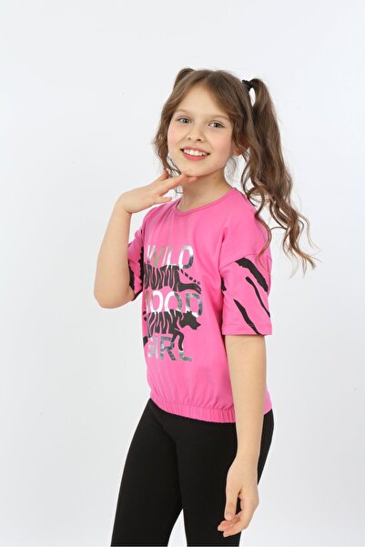 Toontoy Κοριτσίστικο μπλουζάκι με κοντό μανίκι με τύπωμα Crew Neck
