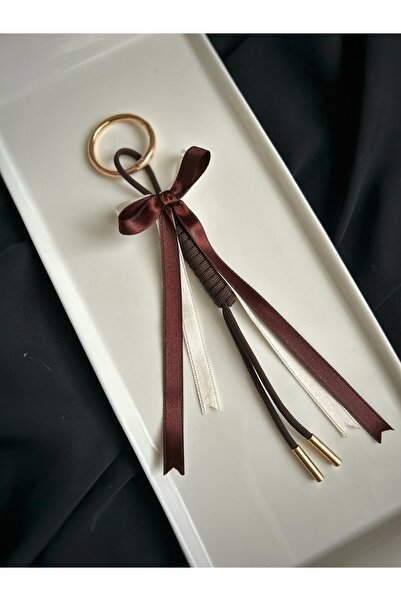 Handmade Kahverengi Krem Fiyonk Detaylı Çanta Charmı Paraşüt İpli Charm Çanta...