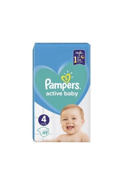 Pampers Active Baby diapers, size 4 — 49 pcs (9–14 kg)