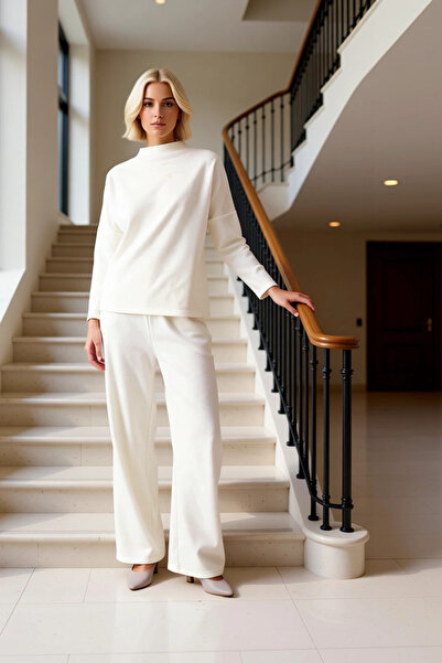 BENERLY Women's Bottom Top Thessaloniki Knitted Mock Neck Relaxed Fit Long Sl...