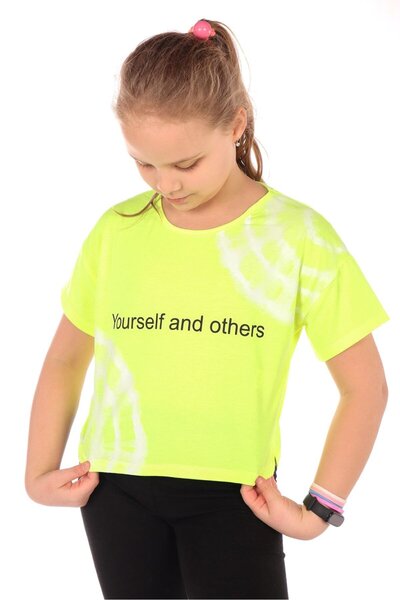 Toontoy Tricou cu mânecă scurtă pentru fete cu imprimeu guler rotund