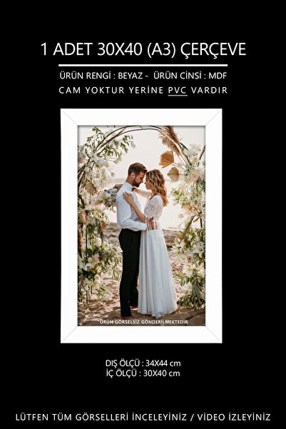 Me you 1 Adet 30x40 Çerçeve - Mdf Çerçeve - Fotoğraf Çerçevesi - A3 Poster Çe...