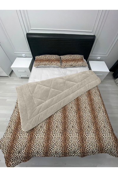 yok yok evim eve dair her şey Welsoft Fluffy Double-Sided Sleeping Set with Leopard Pattern