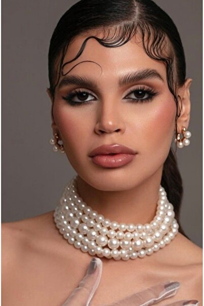Jovela Büyük inci 5 sıra choker tasma kolye