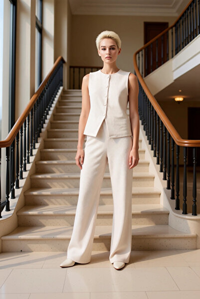 BENERLY Women's Top and Bottom Thessaloniki Knitted Set Sleeveless Blouse But...