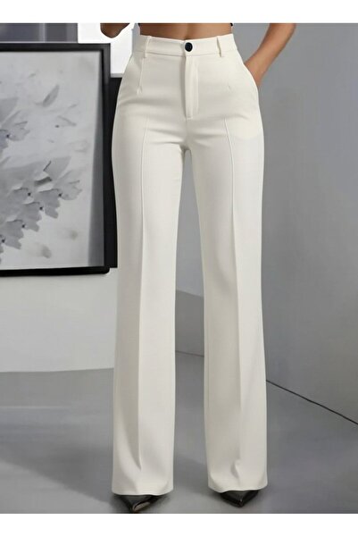 Kokosh moda Women's High Waist Imported Crepe Trousers with Pockets