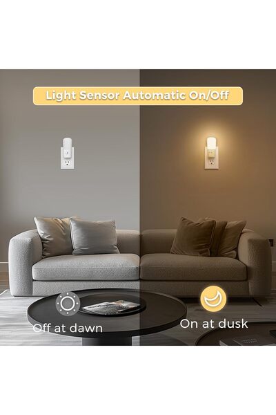 Generic 2-Pack Plug-in Dimmable LED Night Lights, Dusk-to-Dawn Sensor, Soft White 3000K, 5-80lm