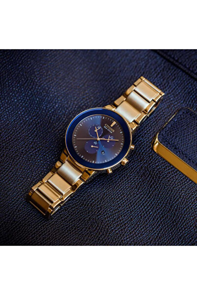 Citizen Eco-Drive Chronograph AT2243-87L Blue Dial Rose Gold-Tone Stainless Steel Women's Watch