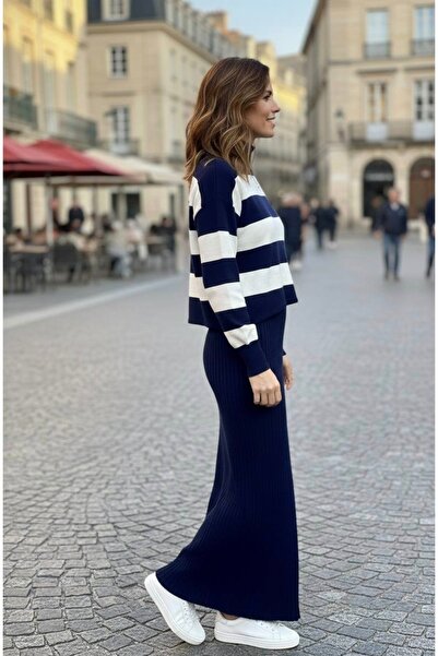 YusGos Women's Sweater Dress with Transverse Stripes Pattern