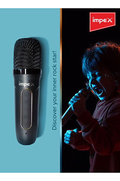 İMPEX KM1301 Portable Bluetooth Karaoke Speaker 5W FM USB TF Mic Voice Modulation 1200mAh Type-C