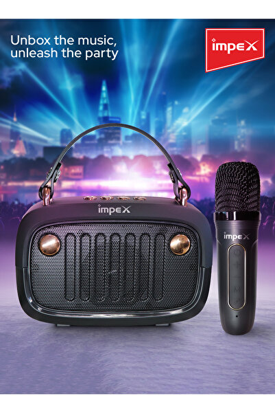 İMPEX KM1301 Portable Bluetooth Karaoke Speaker 5W FM USB TF Mic Voice Modulation 1200mAh Type-C