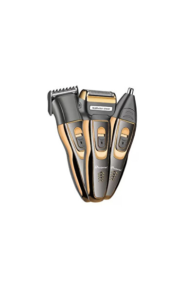 Geemy GM-595 3-in-1 Multifunction Trimmer, Waterproof, Titanium Blades, Black/Gold