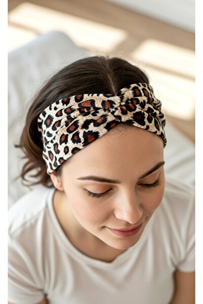 Mufincollection Leopard Patterned Soft Fabric Women's Headband – Stylish and Flexible Model