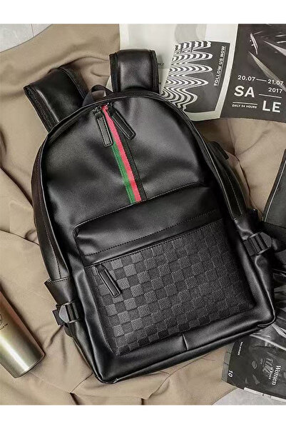 Generic Leather Laptop Backpack for Men Women, School College Bookbag Casual Travel Daypack