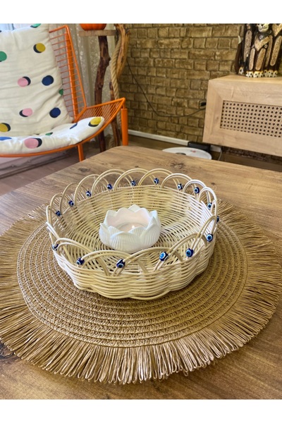 Rüya Dizayn Hasır alttan bambu Meyvelik organizeler dekoratif sepet