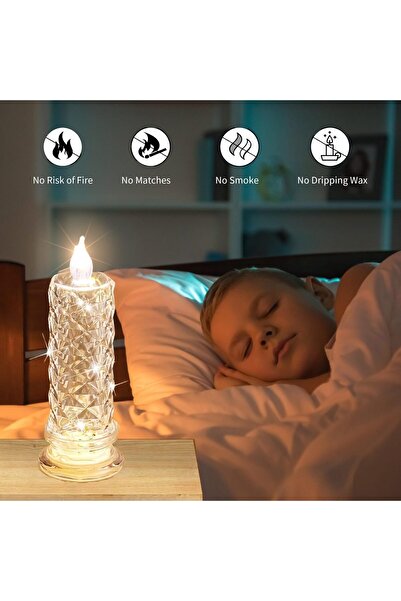 SUPPLIER Pretocter 4-piece flameless LED crystal pillar candles, realistic multi-color decorative night light