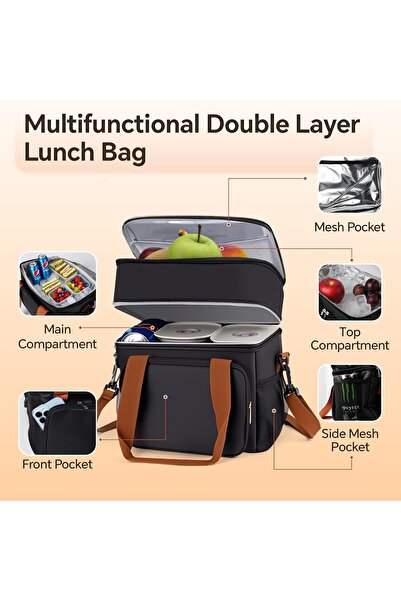 Baytion Insulated Lunch Bag for Women & Men, 12L Leakproof Double-Deck Cooler Bag
