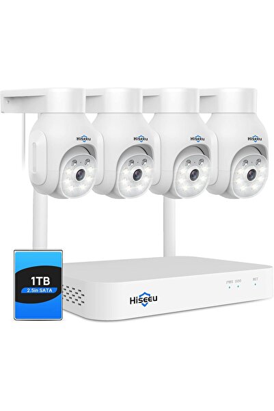 Generic Hiseeu 5MP Wireless PTZ Security Camera System with 1TB NVR (10CH, IP66, 4K, 2-Way Audio)