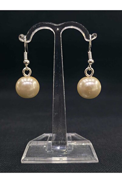 sarıyer silver Majorca Pearl Dangle Design Dark Color 12 Mm. Measure Stylish Style Mallorcan Pearl Steel Earrings
