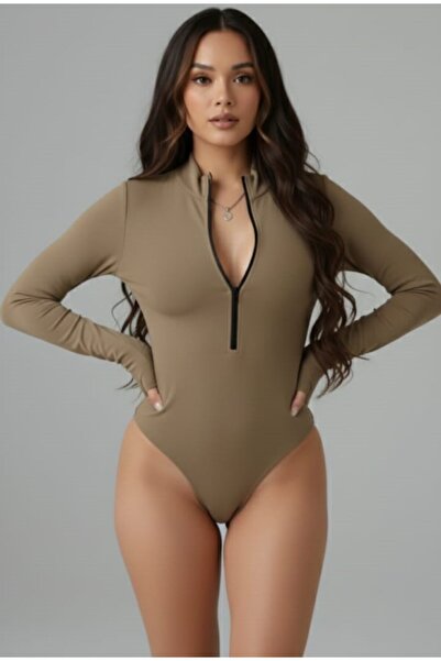 KİM Kİ O Body pentru femei, cu fermoar, amestec de poliester și spandex